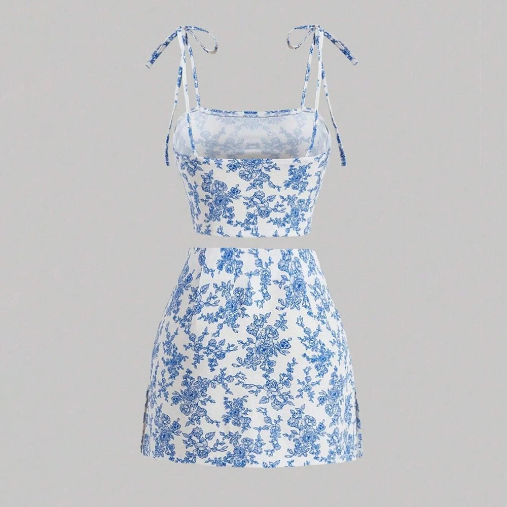 Spring Summer Slim Fit Floral Mini Wrap Dress – Sleeveless Square Neck The Clothing Company Sydney