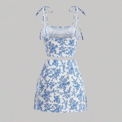 Spring Summer Slim Fit Floral Mini Wrap Dress – Sleeveless Square Neck The Clothing Company Sydney