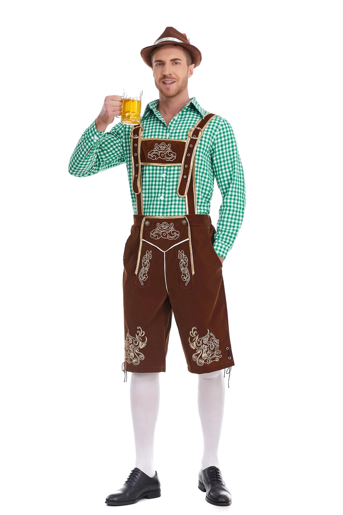Men's Three Piece Oktoberfest Lederhosen Costume Bavarian German Festivals Suspenders Shirt Hat Male Cosplay Costume The Clothing Company Sydney