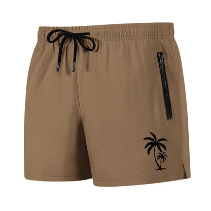 Men's Palm Tree Print Board Shorts Summer Casual Beach Mesh Liner Zipper Pockets Quick Dry Swim Trunks Swimwear The Clothing Company Sydney