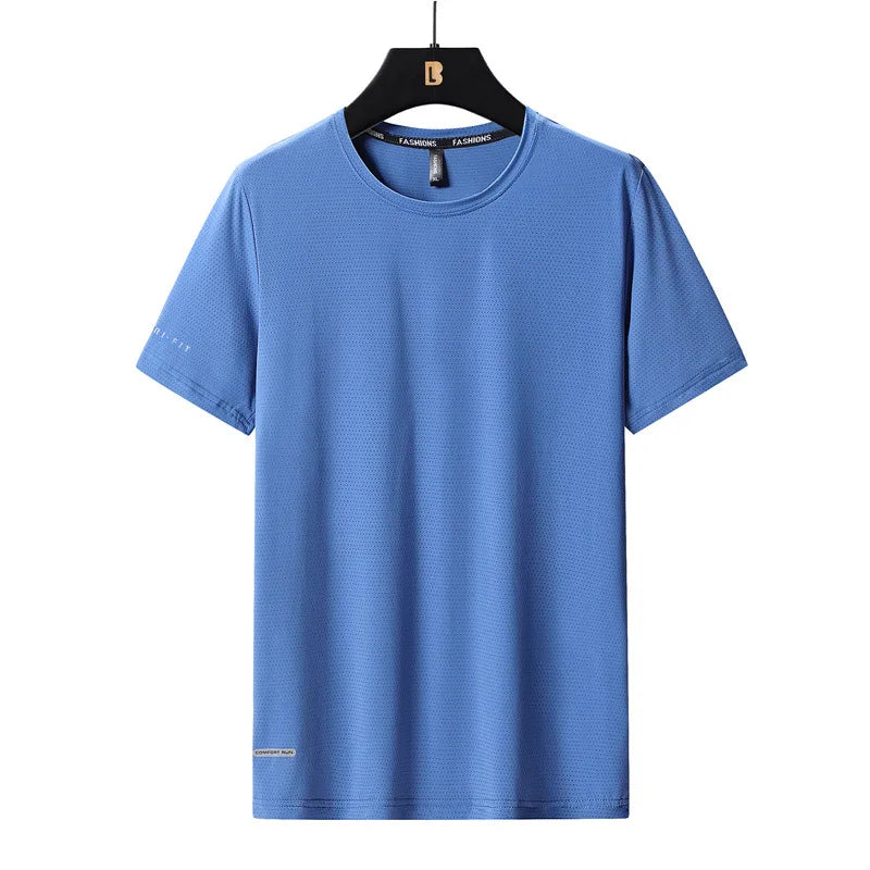 Ice Silk T-Shirts Men Plus Size Tshirt Tee Shirt Breathable Running Top
