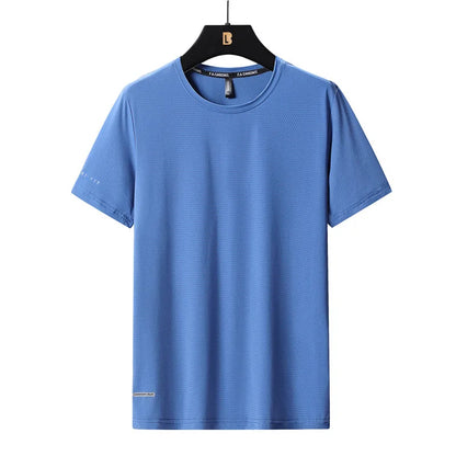 Ice Silk T-Shirts Men Plus Size Tshirt Tee Shirt Breathable Running Top