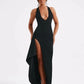 Deep V Neck Thigh High Split Maxi Halter Sleeveless Backless Bodycon Club Party Long Dress The Clothing Company Sydney