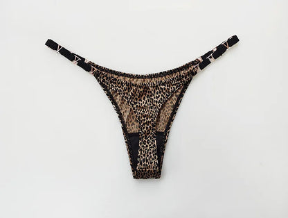 Seamless Thong Women Underwear Briefs Panties Zebra Flower Low Rise Metal Buckle G String Undies
