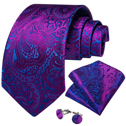 Luxury Purple Paisley Silk Tie Set for Men – 8cm Gift Set The Clothing Company Sydney