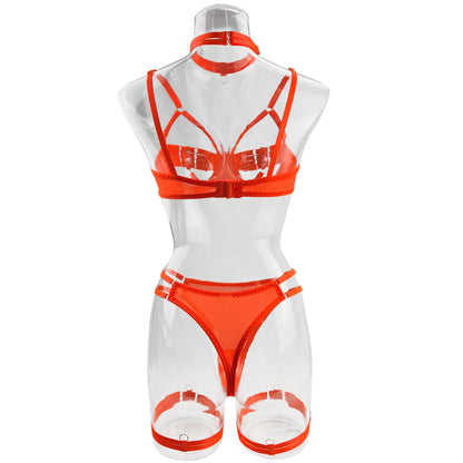 5-Piece Costume Hollow Underwear Sensual Open Bra Outfits Lingerie Set - The Clothing Company Sydney