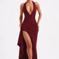 Deep V Neck Thigh High Split Maxi Halter Sleeveless Backless Bodycon Club Party Long Dress The Clothing Company Sydney