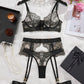 3 Piece Lingerie Lace Ladies Underwear Suspender Set Outfits