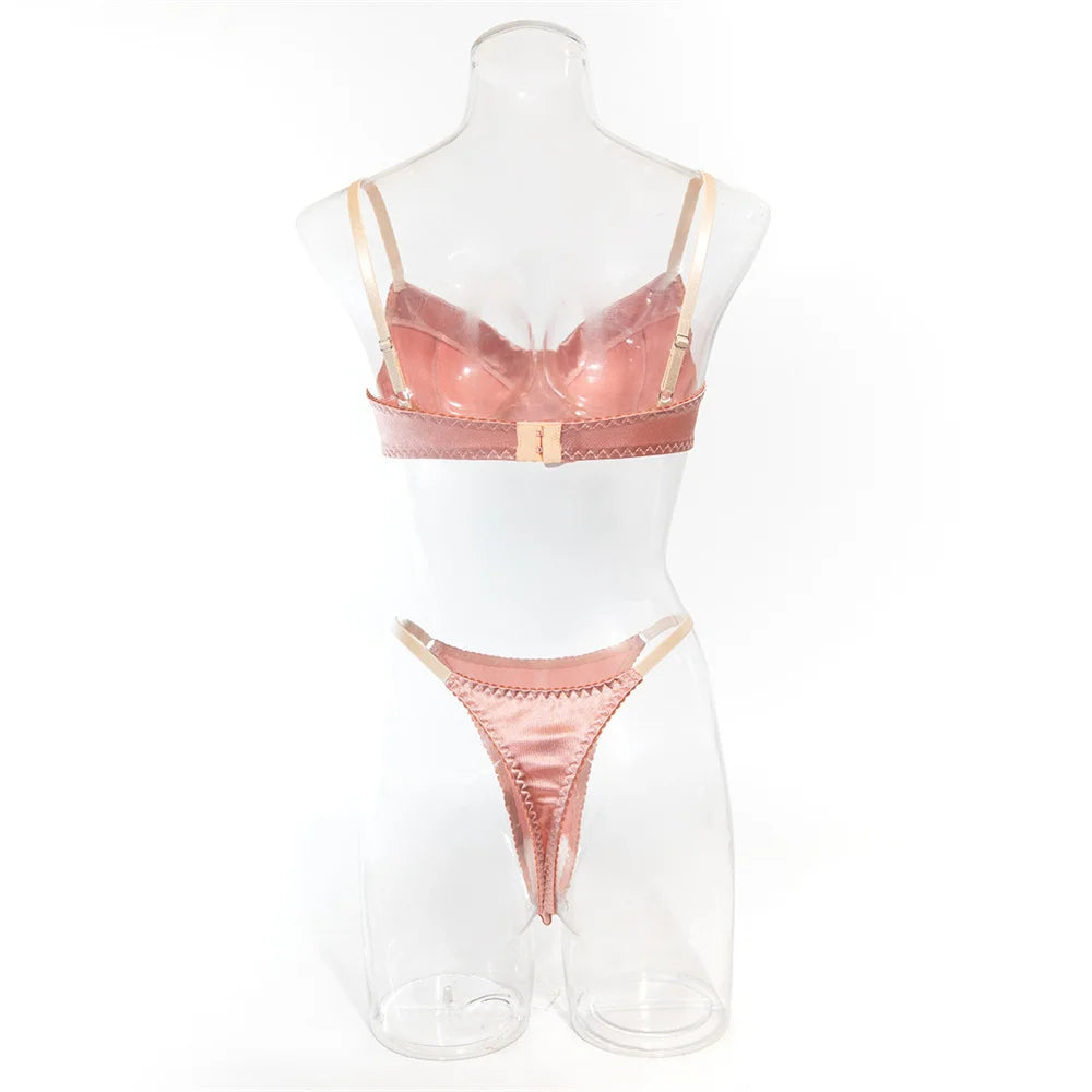 2 Piece Satin Lingerie Fancy Patchwork Bras And Thongs Underwear Suits Intimate Set The Clothing Company Sydney