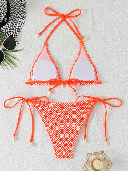 2 Piece Halter String Triangle Bikini Swimwear Mesh Swimsuit Solid Bathers Bathing Swimming Swim Suit Beachwear The Clothing Company Sydney