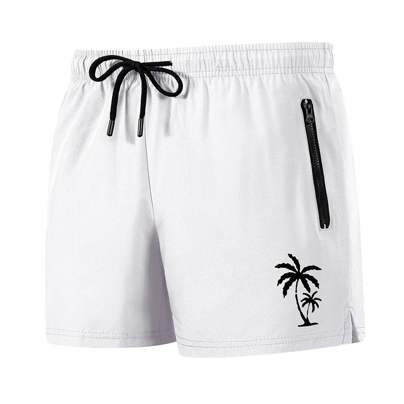 Men's Palm Tree Print Board Shorts Summer Casual Beach Mesh Liner Zipper Pockets Quick Dry Swim Trunks Swimwear The Clothing Company Sydney