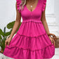 Summer Midi Dresses Casual Red Ruffle Big Hem Holiday Beach Dress Fashion Sleevelee V Neck Dresses The Clothing Company Sydney