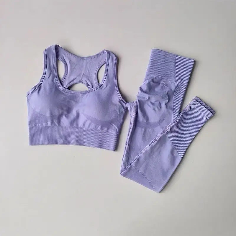 2 Piece Sports Bra Women's Matching Set Fitness Tank Top Bra Shockproof Running Leggings Yoga Suit Criss Cross Back Bra Clothing