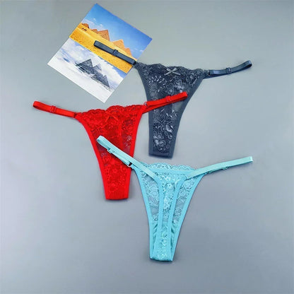 3 Pack Adjustable Transparent Thong Panties Womens Lace Underwear Low Waist T-back String Underpants The Clothing Company Sydney