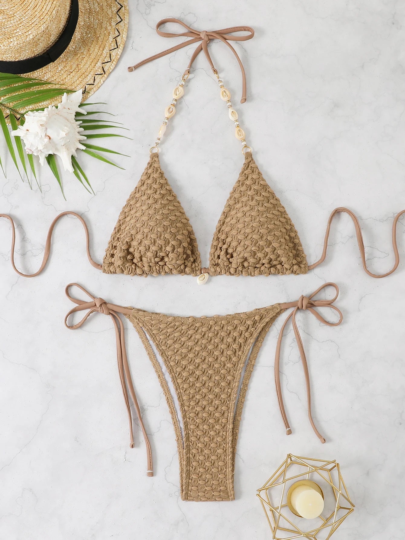 2 Piece Halter String Triangle Bikini Swimwear Mesh Swimsuit Solid Bathers Bathing Swimming Swim Suit Beachwear The Clothing Company Sydney