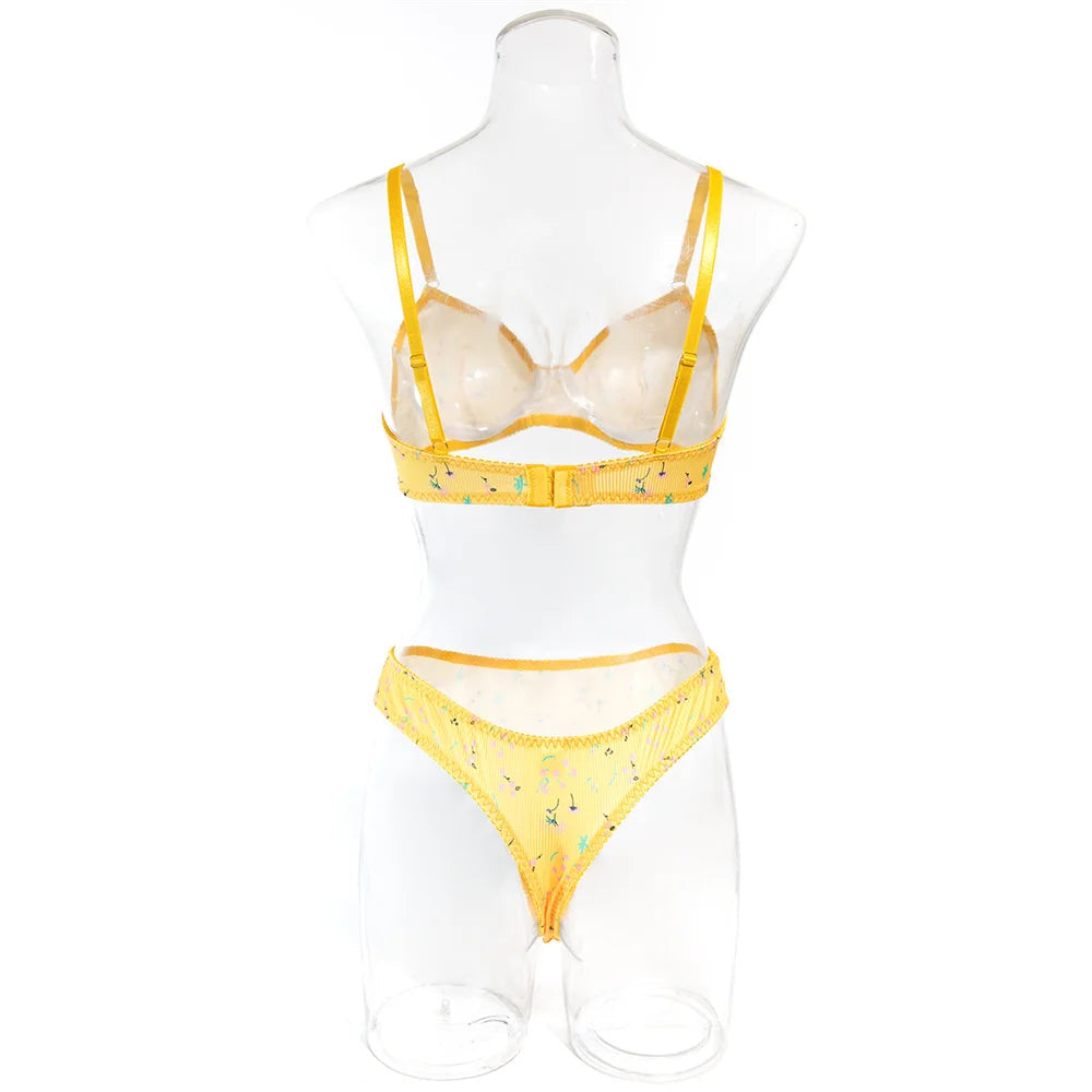 Knitted Lingerie 2 Piece Set Fashion Flower Printing Push Up Bras And Panties Suits Outfits The Clothing Company Sydney