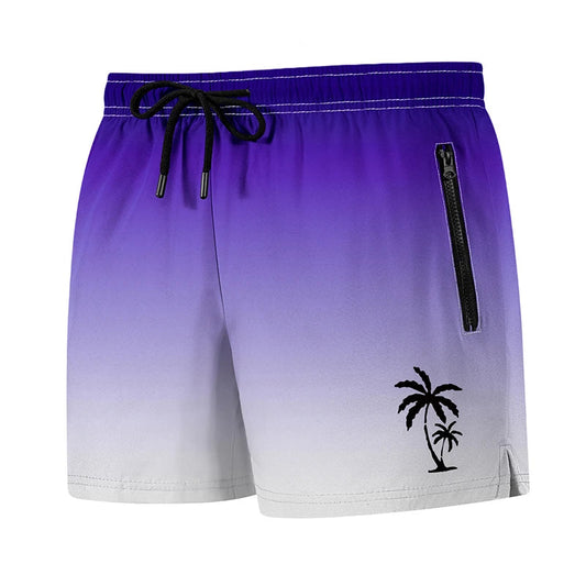 Men's Palm Tree Print Board Shorts Summer Casual Beach Mesh Liner Zipper Pockets Quick Dry Swim Trunks Swimwear The Clothing Company Sydney