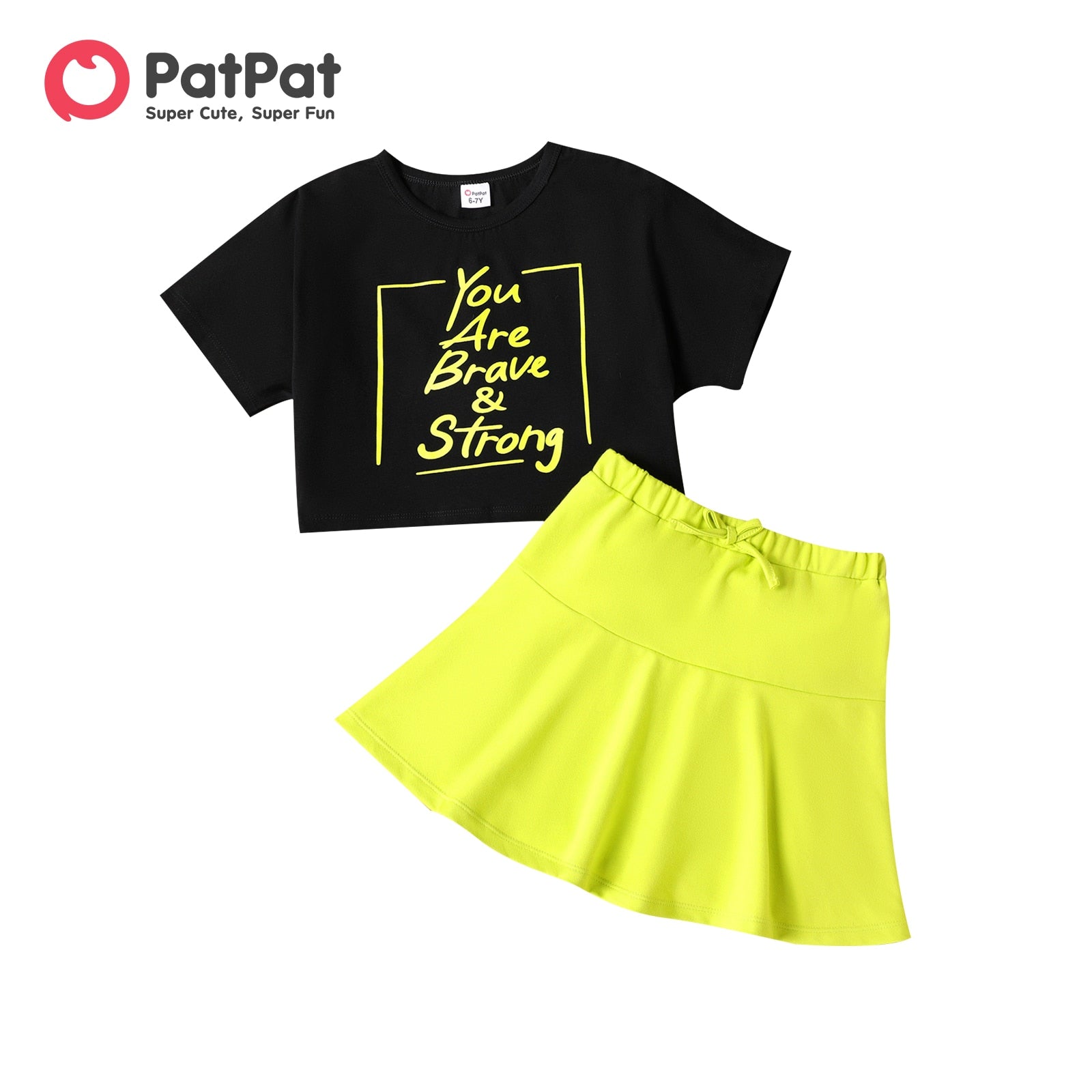 2 Piece  Kid Girl Letter Print Short-sleeve Cotton Tee and Solid Skirt Set The Clothing Company Sydney