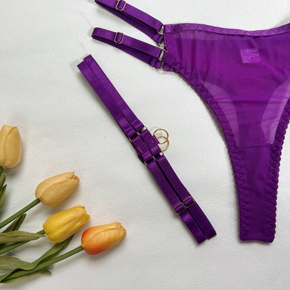 5-Piece Costume Hollow Underwear Sensual Open Bra Outfits Lingerie Set - The Clothing Company Sydney