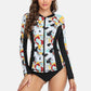 Women Long Sleeve Zipper Rashguard Top Floral Print Rush guard Swimwear Surfing UPF50+ Swimwsuit The Clothing Company Sydney