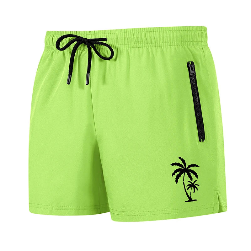 Men's Palm Tree Print Board Shorts Summer Casual Beach Mesh Liner Zipper Pockets Quick Dry Swim Trunks Swimwear The Clothing Company Sydney