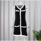 Women's Knitted O-neck Mini Dress Elegant Sleeveless High Waist Pleated Dresses