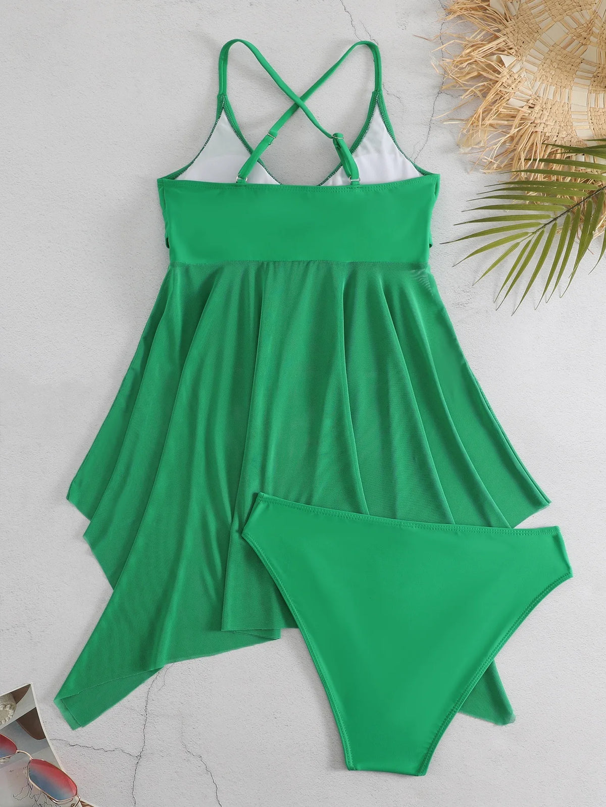 Plus size two-piece tankini swimsuit with swim dress, women's beachwear by The Clothing Company Sydney