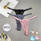 3 Pack Women's Lace Hollow Out Thongs Thin Sheer G-Strings Ultra-low Rise Seamless Panties Perspective Bow Knickers