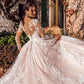 Lace Long Sleeves Bridal Gown Illusion Back Sweetheart Tulle A Line Wedding Dress