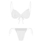 Womens Bikini Set Bathing Suit Pad Free Bra Top with High Cut Thong Briefs Side Tie Tying 2 Piece Swimwear Pool Beach Wear