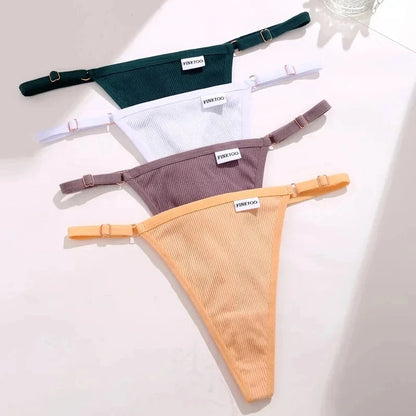 5 Pack Adjustable Women's Panties Cotton Panties Solid Low Waist Seamless Thongs Underpants Women Lingerie Set The Clothing Company Sydney