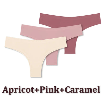 3 Pack Seamless Ultra-thin Panties Women Ice Silk Underwear Panty Low Waist G-string Briefs