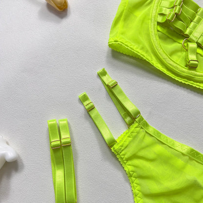 5-Piece Costume Hollow Underwear Sensual Open Bra Outfits Lingerie Set - The Clothing Company Sydney