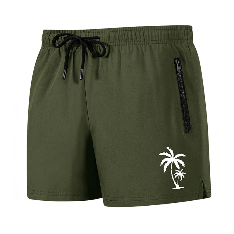 Men's Palm Tree Print Board Shorts Summer Casual Beach Mesh Liner Zipper Pockets Quick Dry Swim Trunks Swimwear The Clothing Company Sydney