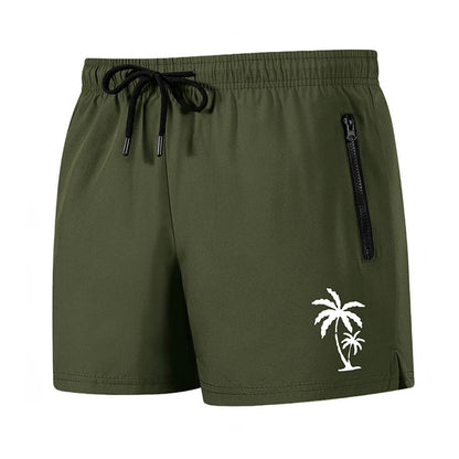 Men's Palm Tree Print Board Shorts Summer Casual Beach Mesh Liner Zipper Pockets Quick Dry Swim Trunks Swimwear The Clothing Company Sydney