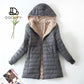 Women's Jacket Winter Mid Length Hooded Fit Plus Fleece Cotton Padded Coat Warm Lamb Fleece Parkas Winter Jackets