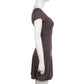 Brown Vintage Y2K Folds Slim Summer Mini Dress for Women Round Neck Dress The Clothing Company Sydney