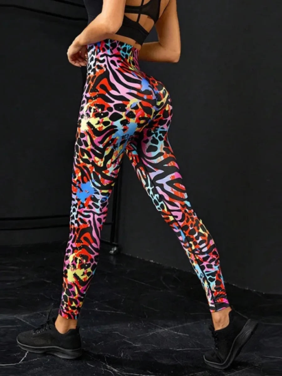 Women's 3D Print Tie Dye Sports Seamless High Waist Fitness Push Up Leggings Gym Clothing Workout Tights Pants