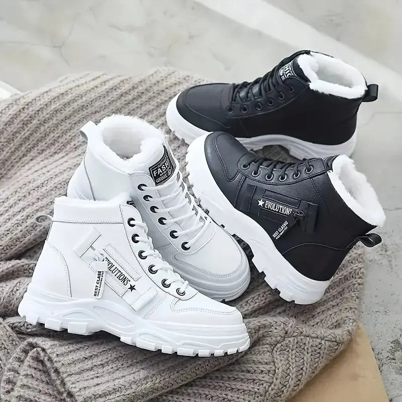 Women’s Winter High-Top Snow Boots – Warm Lace-Up Wedge Sneakers with Flannel Lining The Clothing Company Sydney