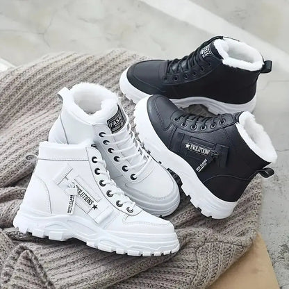 Women’s Winter High-Top Snow Boots – Warm Lace-Up Wedge Sneakers with Flannel Lining The Clothing Company Sydney