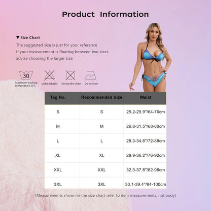 Women's Mermaid Print Swimsuit Bikini Bathing Suit Halter Sponge Pad Bra and Drawstring Briefs Beach Pool Surfing Swimwear - The Clothing Company Sydney
