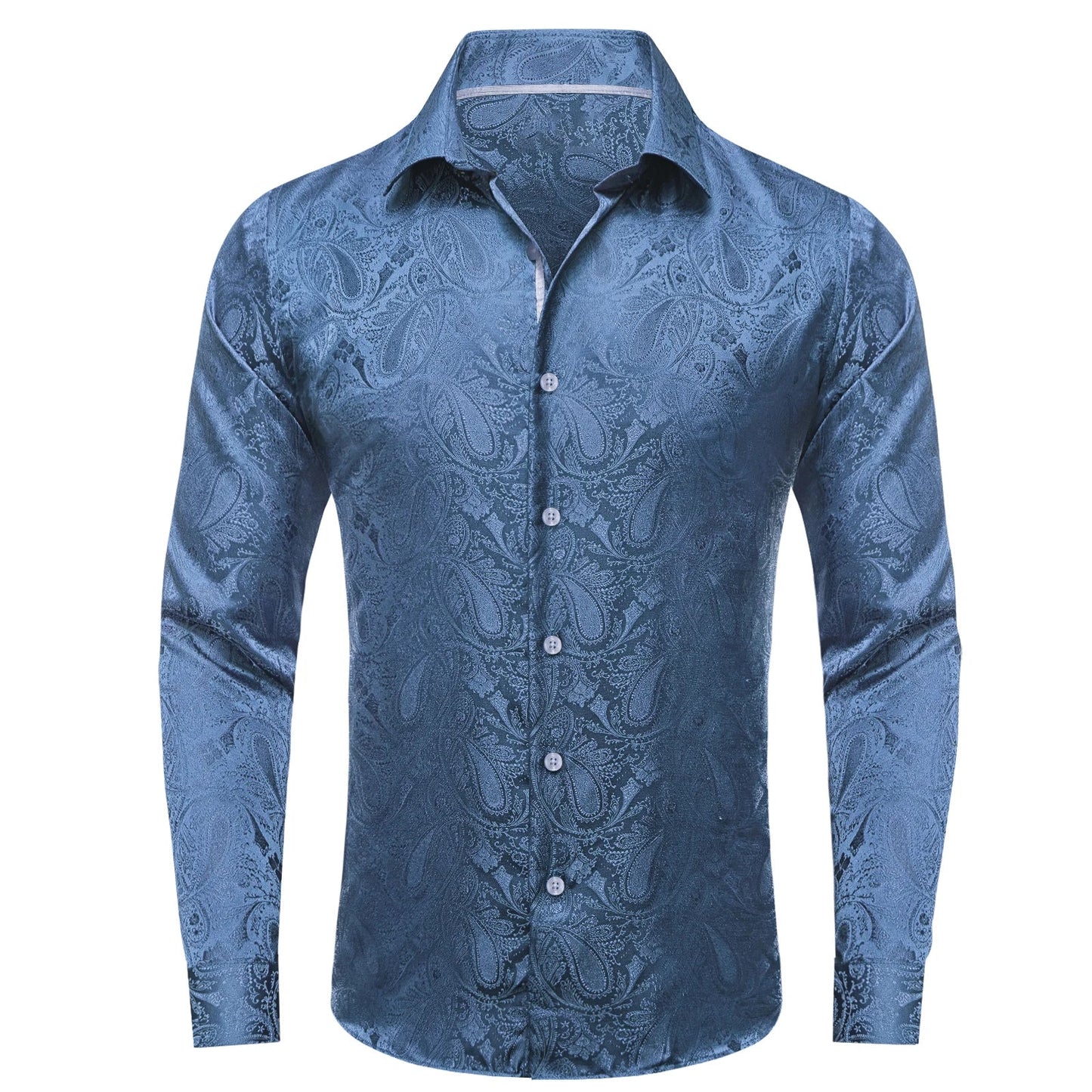 Men's Paisley Teal Blue Pink Grey Shirts Long Sleeve Dress Shirt Blouse for Male Wedding Party Banquet Office Dress Shirt The Clothing Company Sydney