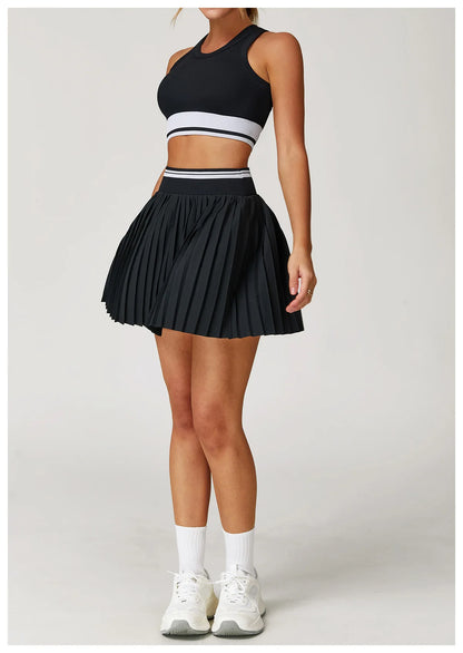 2 Piece Yoga Suit Yoga Sports Women Tennis Fitness Suit Running Sports Short Skirt Yoga Set Workout Set Athletic Wear