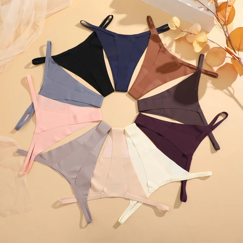4 pack Seamless Ultra-thin Underwear Womens Thin Belt Panties Female High Stretch Thongs Breathable G-String Lingerie
