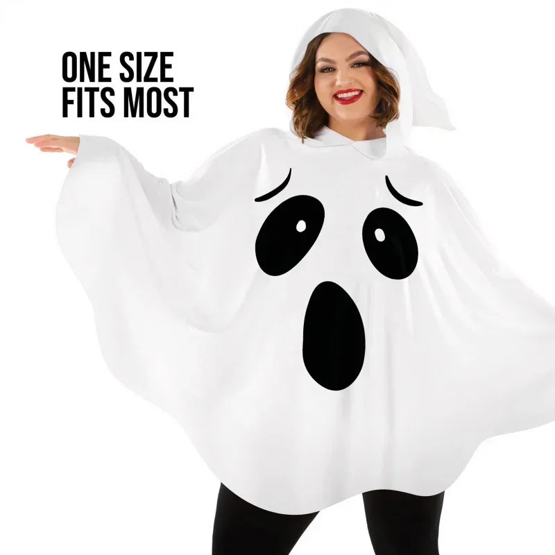 Women's Halloween Ghost Witch Fairy Cosplay White Bat Wing Outfit Spooky Costume