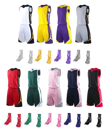 2 Piece Sportswear Basketball Jersey Shorts Set Blank custom Men Women Kids Basketball Uniforms