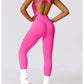 Seamless Gym Sport Jumpsuit Women Sportswear Hollow Backless Scrunch Fitness Overalls Push Up One Pieces Outfit Yoga Wear The Clothing Company Sydney