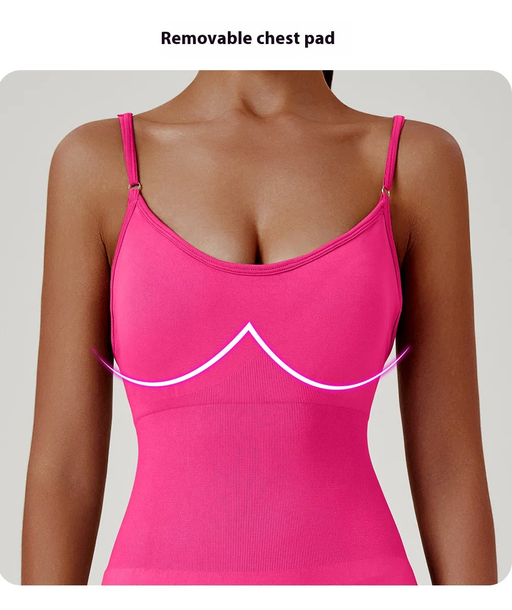 Women's Slim-Fit Yoga Shorts Seamless Back Workout Bodysuit Breathable Quick-Dry Gym Running Pilates Fitness Jumpsuit