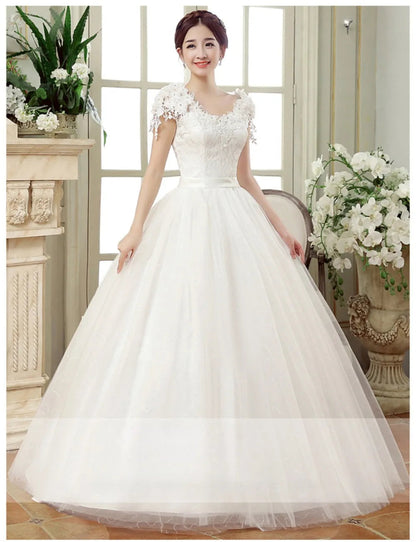 Plus Size Wedding Dress Floor-length Back Strap Lace Flower Wedding Dress The Clothing Company Sydney