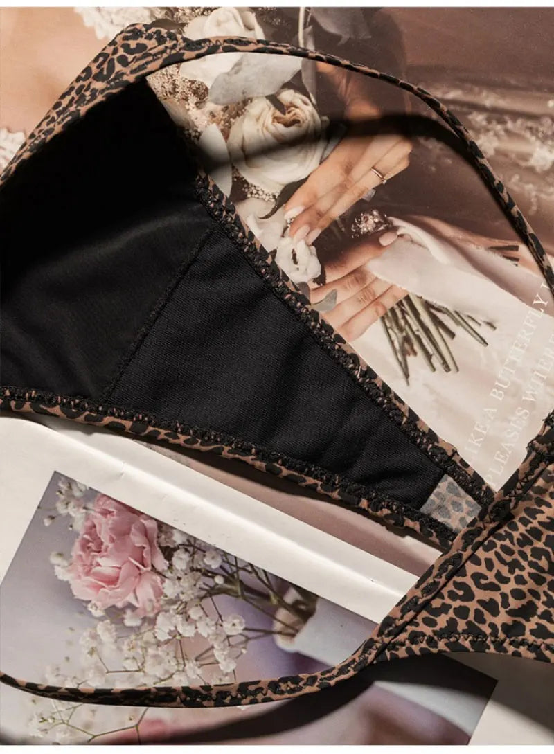 Low Waist G String Leopard Women Panties Briefs Thong Ice Slik T-back Underwear Seamless Lingerie
